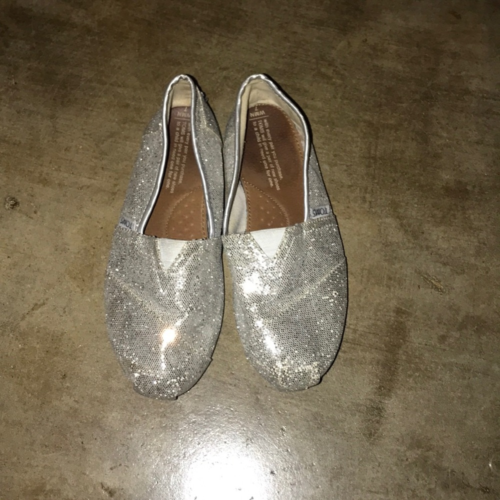 Toms Silver Glitter Shoes